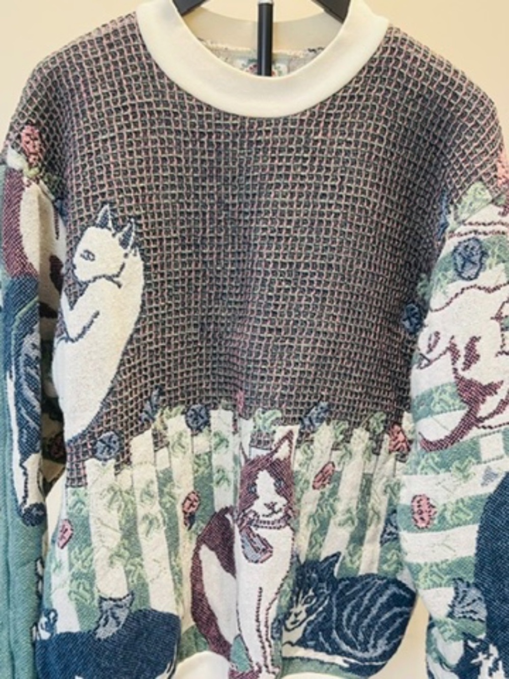 Vintage Sugar Street Weavers Cat Tabestry Crewneck Sweater